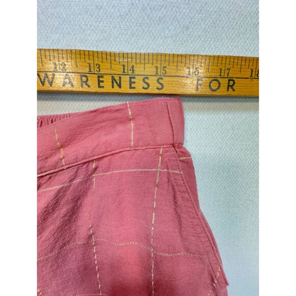 Liz Claiborne Womens Linen Blend Shorts Size 10 Pink Windowpane Casual Summer - Picture 6 of 11